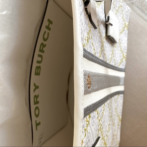 NEW Tory Burch T Monogram Floral Vine Top-Zip Tote Bag - Picture 8 of 9